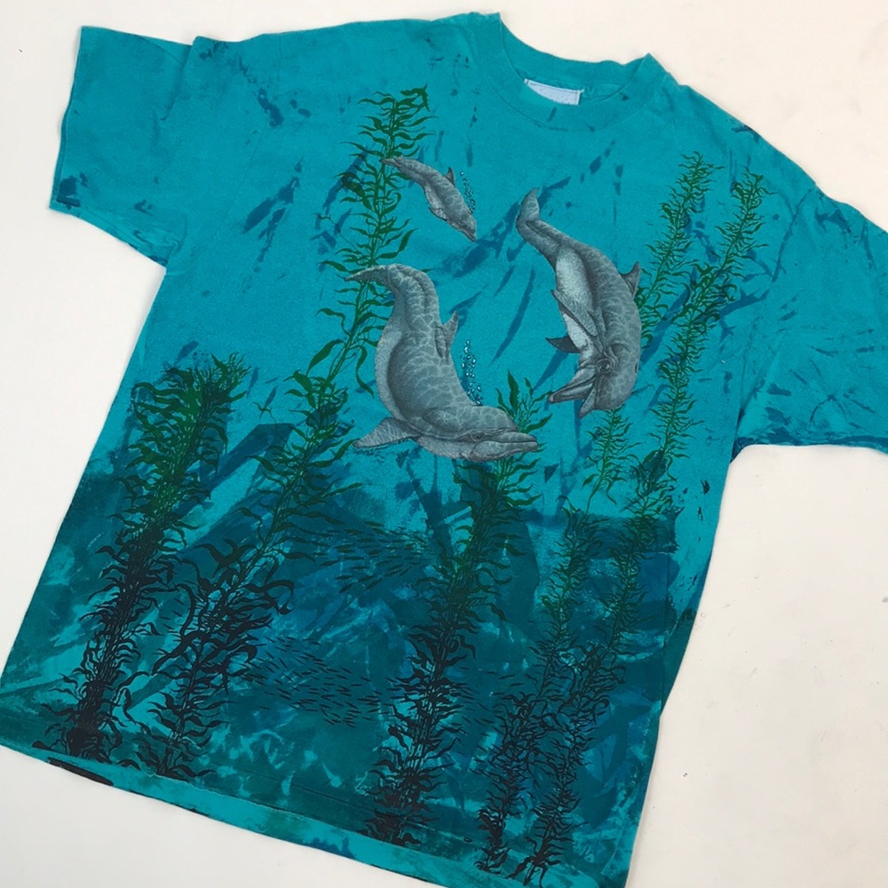 VINTAGE 1990s tie dye t shirt all over print